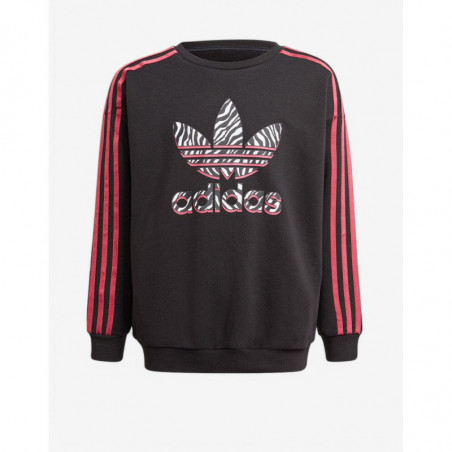 ADIDAS Graphic Print Crew Sweatshirt Black/Pink
